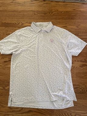 Overbook Golf Club Men's Light Blue Micro-Print Polo